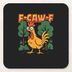 Porta-copo De Papel Quadrado F-Caw-F Humor de Frango Engraçado Citação Vintage