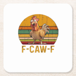 Porta-copo De Papel Quadrado F-Caw-F Humor de Frango Essencial Minimal Limpo