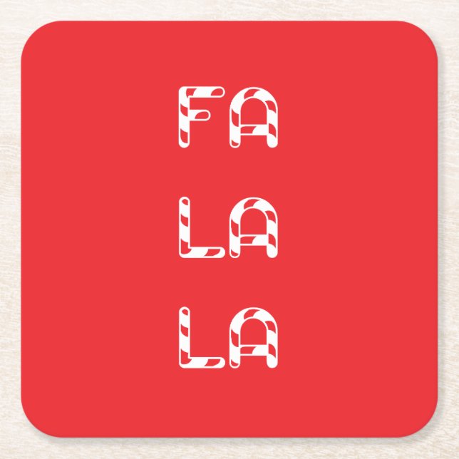 Porta-copo De Papel Quadrado Fa La La christmas (Frente)