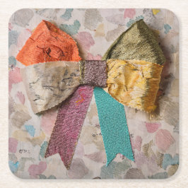 Porta-copo De Papel Quadrado Fabric Bow Coaster