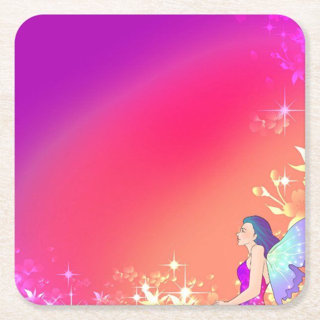 Porta-copo De Papel Quadrado Fada (Frente)