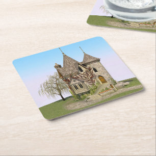 Porta-copo De Papel Quadrado Fairytale Castle Perfect Birthday e Fantasy Gift