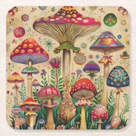 Porta-copo De Papel Quadrado Fairytale Mushroom