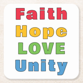 Porta-copo De Papel Quadrado Faith Hope Love Unity