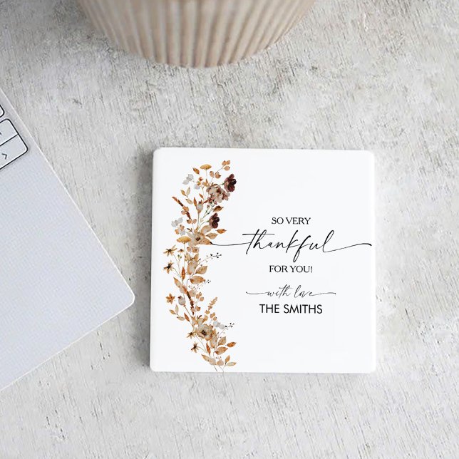 Porta-copo De Papel Quadrado  Fall Leaves Thanksgiving Dinner (Criador carregado)