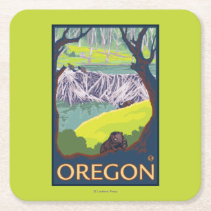 Porta-copo De Papel Quadrado Família dos castores