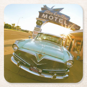Porta-copo De Papel Quadrado Famoso Motel Blue Swallow na Rota 66