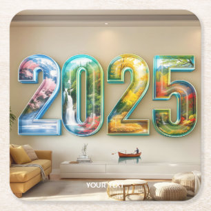 Porta-copo De Papel Quadrado Fantasia Fofa 2025 Quatro Números