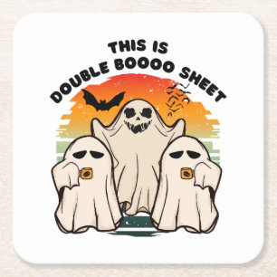 Porta-copo De Papel Quadrado Fantasma Fantasia de Halloween Divertido Boo