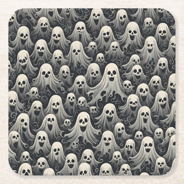 Porta-copo De Papel Quadrado Fantasmas (Frente)