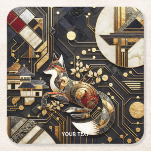 Porta-copo De Papel Quadrado Fantasy Abstrato Fox Art