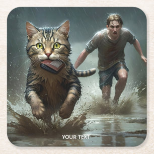 Porta-copo De Papel Quadrado Fantasy - Bonito Garoto de Carteira de Gato