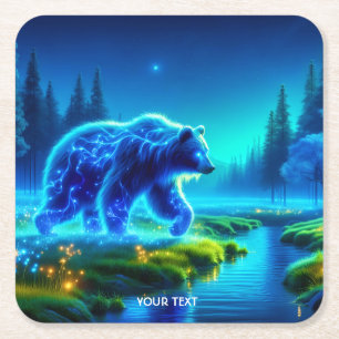 Porta-copo De Papel Quadrado Fantasy Cute Bear River Meadow