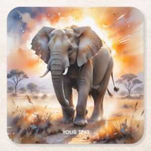 Porta-copo De Papel Quadrado Fantasy Cute Big Elephant Savanna