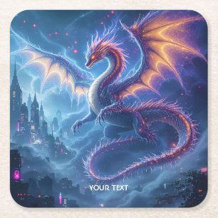 Porta-copo De Papel Quadrado Fantasy Cute Blue Dragon City