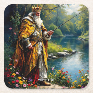 Porta-copo De Papel Quadrado Fantasy Cute King A Pescar Em Rio