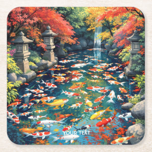 Porta-copo De Papel Quadrado Fantasy Cute Koi Fish Pond