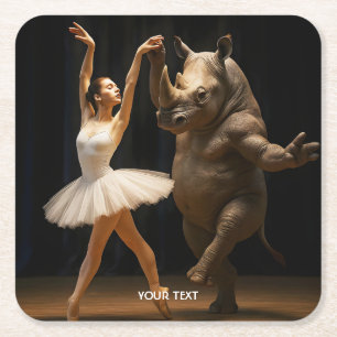 Porta-copo De Papel Quadrado Fantasy Cute Rhino Dancer Ballerina