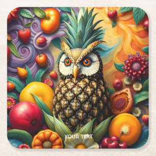 Porta-copo De Papel Quadrado Fantasy Cute Serene Pineapple Owl