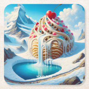 Porta-copo De Papel Quadrado Fantasy Cute Sorvete Mountain