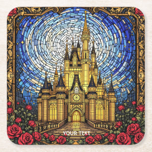 Porta-copo De Papel Quadrado Fantasy Cute StainGlass Castle