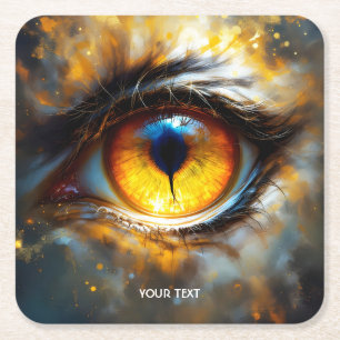 Porta-copo De Papel Quadrado Fantasy Cute Tiger Orange Eye