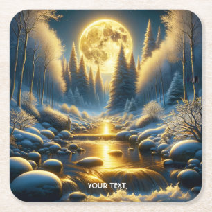 Porta-copo De Papel Quadrado Fantasy Cute Winter Moon River