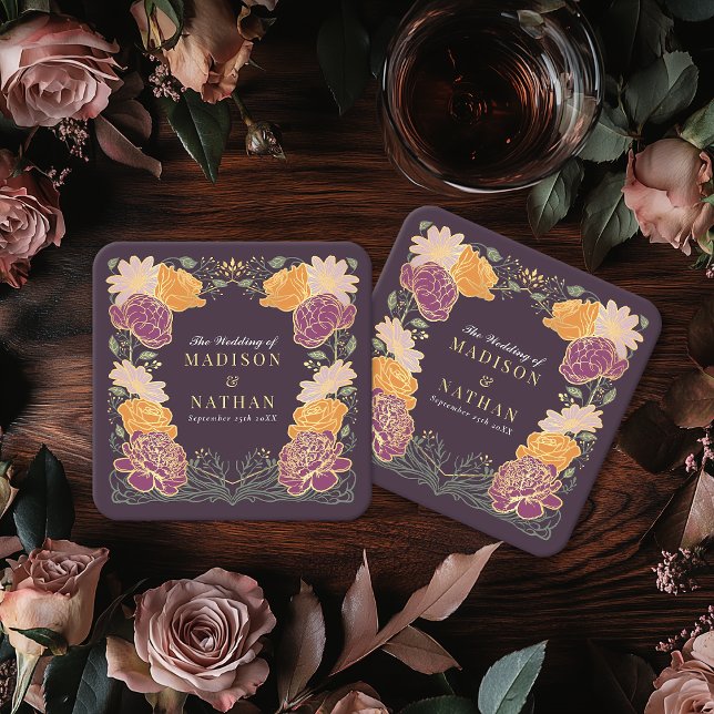 Porta-copo De Papel Quadrado Fantasy Encantado Casamento Floral Garden (Criador carregado)