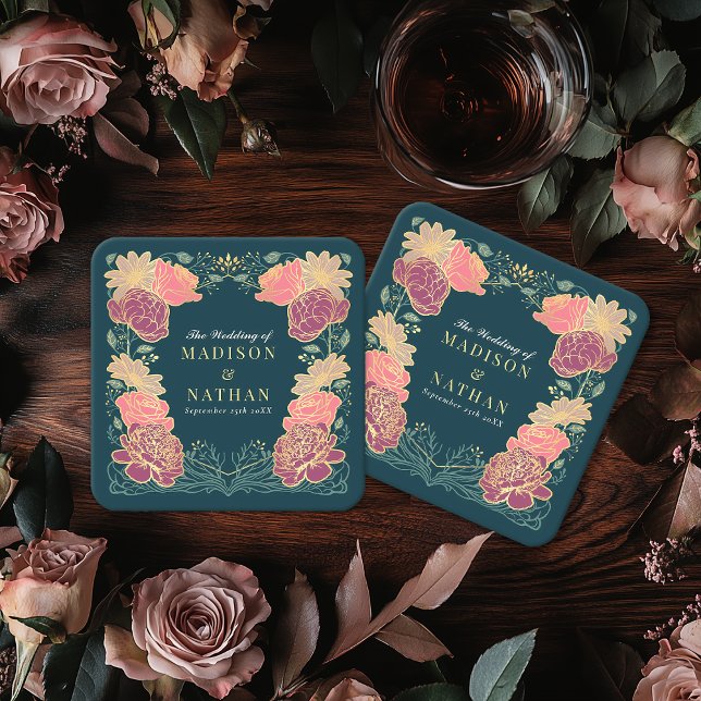 Porta-copo De Papel Quadrado Fantasy Encantado Casamento Floral Garden (Criador carregado)