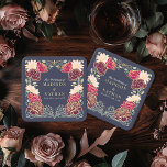 Porta-copo De Papel Quadrado Fantasy Encantado Casamento Floral Garden<br><div class="desc">Elegante,  caprichosa,  Fantasia Encantada design de casamento do Jardim Floral perfeito para uma celebração encantada de temas florestais. Este design apresenta elementos florais em um quadro de folhas verdes e sotaques dourados. Correspondência de itens no nosso compro para um tema de festa completo.</div>