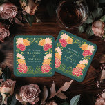 Porta-copo De Papel Quadrado Fantasy Encantado Casamento Floral Garden<br><div class="desc">Elegante,  caprichosa,  Fantasia Encantada design de casamento do Jardim Floral perfeito para uma celebração encantada de temas florestais. Este design apresenta elementos florais em um quadro de folhas verdes e sotaques dourados. Correspondência de itens no nosso compro para um tema de festa completo.</div>