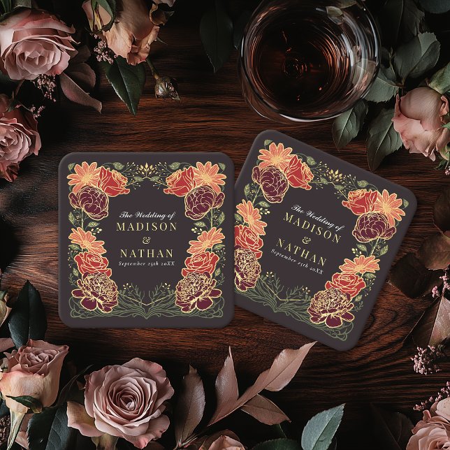 Porta-copo De Papel Quadrado Fantasy Encantado Casamento Floral Garden (Criador carregado)