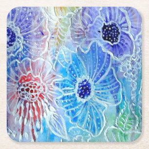 Porta-copo De Papel Quadrado Fantasy Flowers Art