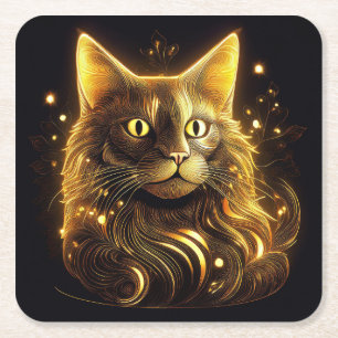 Porta-copo De Papel Quadrado Fantasy Neon Dourado Cat