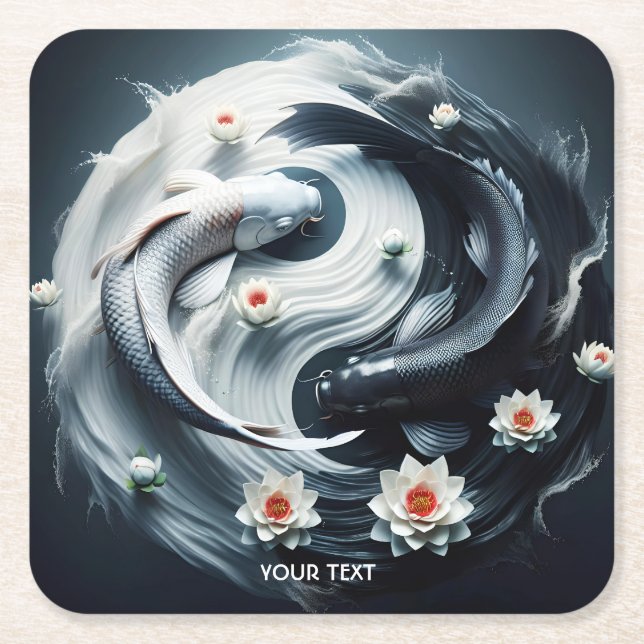 Porta-copo De Papel Quadrado Fantasy White Black Fish (Frente)