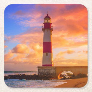 Porta-copo De Papel Quadrado Faróis   Farol de Itapuã Bahia Brasil
