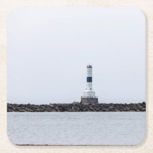 Porta-copo De Papel Quadrado Farol de Breakwater Ocidental Conneaut
