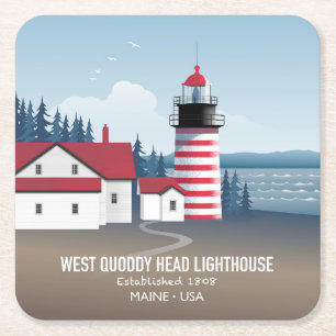 Porta-copo De Papel Quadrado Farol West Quoddy Head