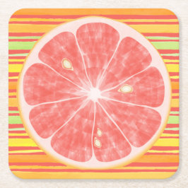 Porta-copo De Papel Quadrado Fatia de Citros de Toranja em Stripes