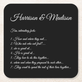 Porta-copo De Papel Quadrado Fatos Divertidos de Casamento Nomes de Casal Perso