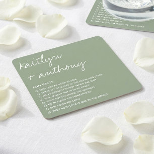 Porta-copo De Papel Quadrado Fatos Divertidos Sobre o Casamento Moderno dos Rec