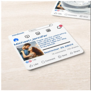 Porta-copo De Papel Quadrado Favor de Casamento de Mensagens Personalizadas de