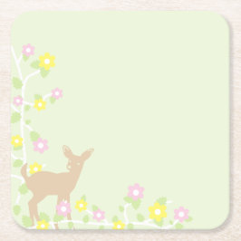 Porta-copo De Papel Quadrado Fawn Floral Girl Baby Shower