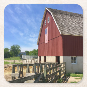 Porta-copo De Papel Quadrado Fazendas Red Barn Com Bandeira Americana