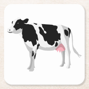 Porta-copo De Papel Quadrado Fazendeiro Fofo Preto Branco Fazenda Vaca