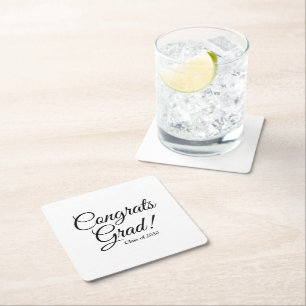 Porta-copo De Papel Quadrado Felicita a classe de script personalizado branco p