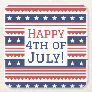 Porta-copo De Papel Quadrado Feliz 4 de julho Festa do Dia da Independência