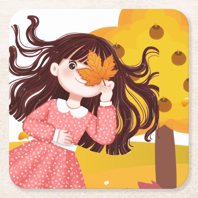 Porta-copo De Papel Quadrado Feliz Ação de Graças (Frente)