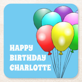 Porta-copo De Papel Quadrado Feliz Aniversário, Balões de Papel Portas copos