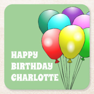 Porta-copo De Papel Quadrado Feliz Aniversário, Balões de Papel Portas copos